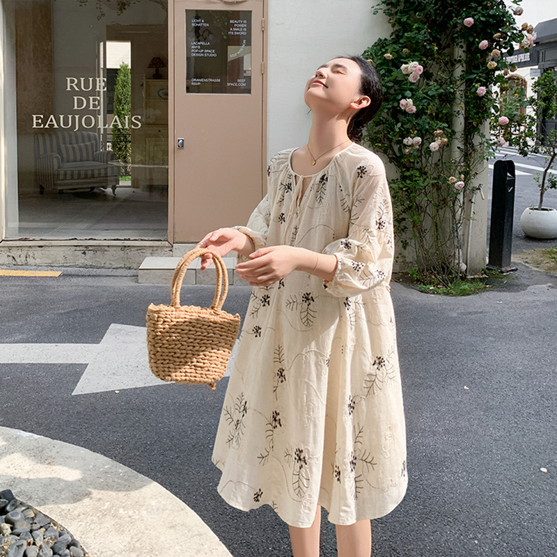 Zma Embroidery Maternity Dress Summer New Style Pure Cotton Three-Quarter Sleeve Babydoll Dress Short Beautiful Dress for Pregnancy Zma Embroidery Maternity Dress Summer New Style Pure Cotton Three-Quarter Sleeve Babydoll Dress Short Beautiful Dress for Pregnancy