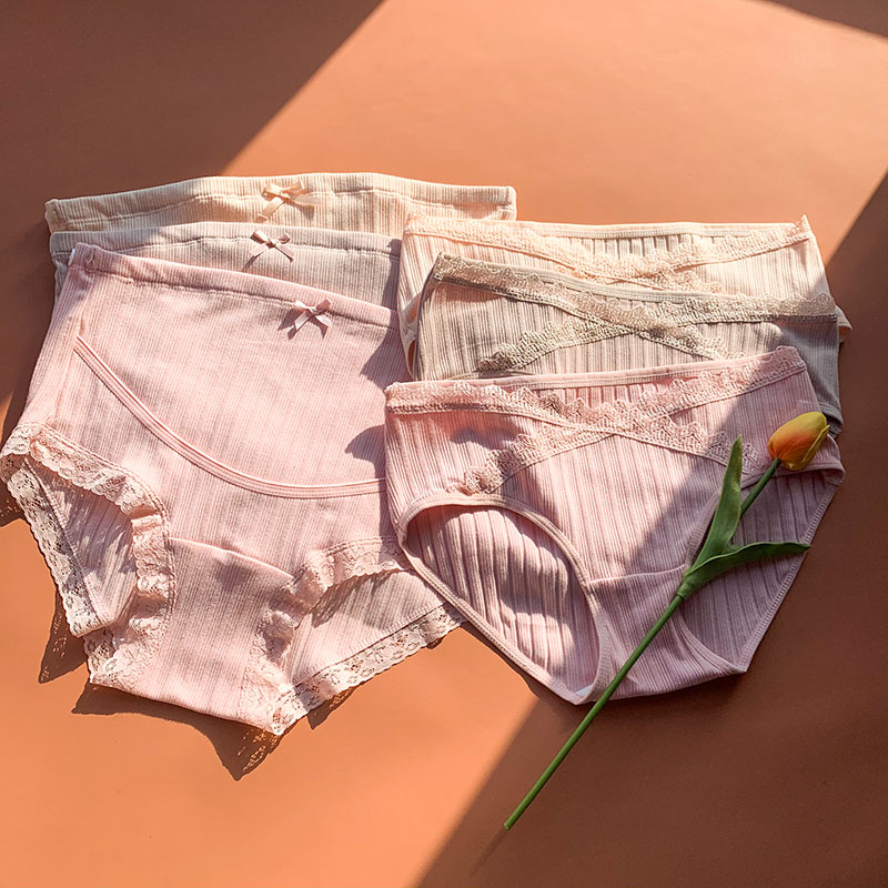 (Comfortable throughout pregnancy) ZMA maternity lace panties pure cotton high waist safety pants late pregnancy and early pregnancy