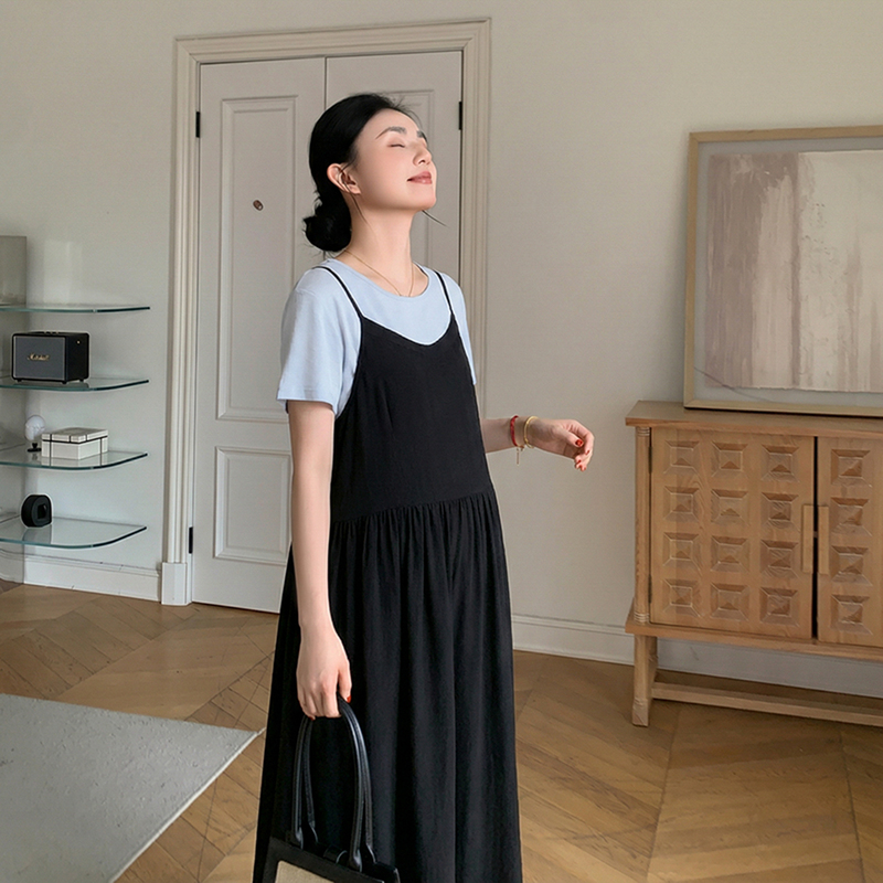 Zma Fake Two-Piece Maternity Dress, New Summer Style, Stylish and High-End Dress for Pregnant Women, Loose Short-Sleeved Maternity Dress Zma Fake Two-Piece Maternity Dress, New Summer Style, Stylish and High-End Dress for Pregnant Women, Loose Short-Sleeved Maternity Dress