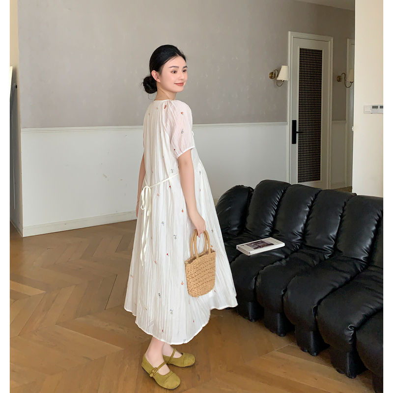Zma Embroidered Small Flowers·Maternity Dress, Accessible Luxury, High-End Summer New Style, Beautiful Dress during Pregnancy, French Style Long Dress Zma Embroidered Small Flowers·Maternity Dress, Accessible Luxury, High-End Summer New Style, Beautiful Dress during Pregnancy, French Style Long Dress