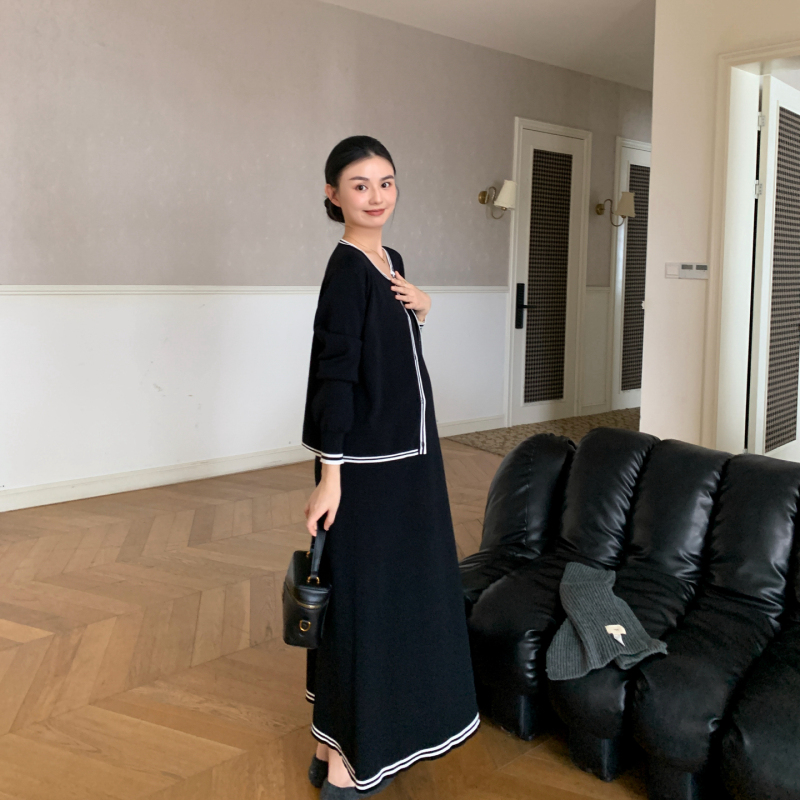 Zma Streamlined Design ● Maternity Wear Set 2026 New Autum Style Small Fragrant Style Cardigan Vest Dress Autum and Winter Two-Piece Set Zma Streamlined Design ● Maternity Wear Set 2026 New Autum Style Small Fragrant Style Cardigan Vest Dress Autum and Winter Two-Piece Set