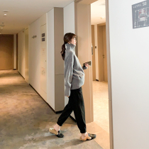 Pregnant women pants in autumn and winter wear fashion thicker plug pants wide sweaters winter outdoor suede pants