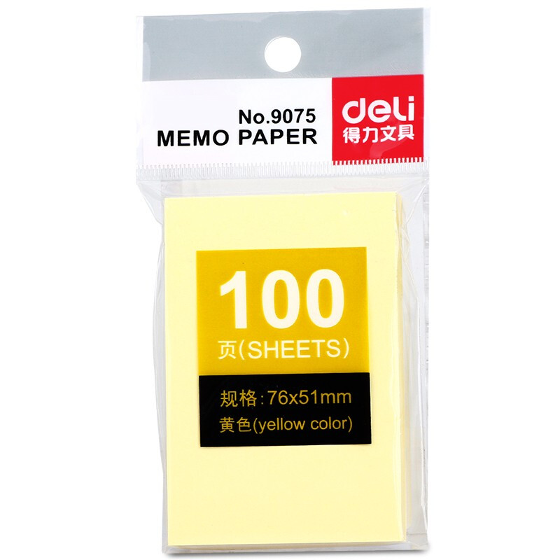 deli right-hand post 9075-label paper convenience stickers note stickers can be repeatedly glued (76 * 51mm)