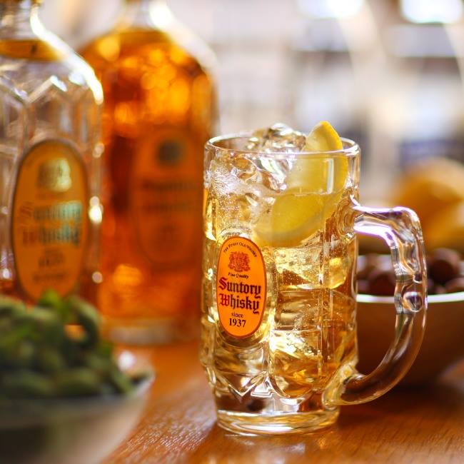  Japanese Imported Suntory Corner-Style Highball Glass Whiskey Glass for Ice Drinks with Handle, Japanese-Style Ice Cup
