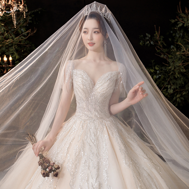 Main wedding dress 2023 new bride's tail tail temperament, palace style pregnant woman simple atmosphere, high -end luxury Chinese summer Main wedding dress 2023 new bride's tail tail temperament, palace style pregnant woman simple atmosphere, high -end luxury Chinese summer