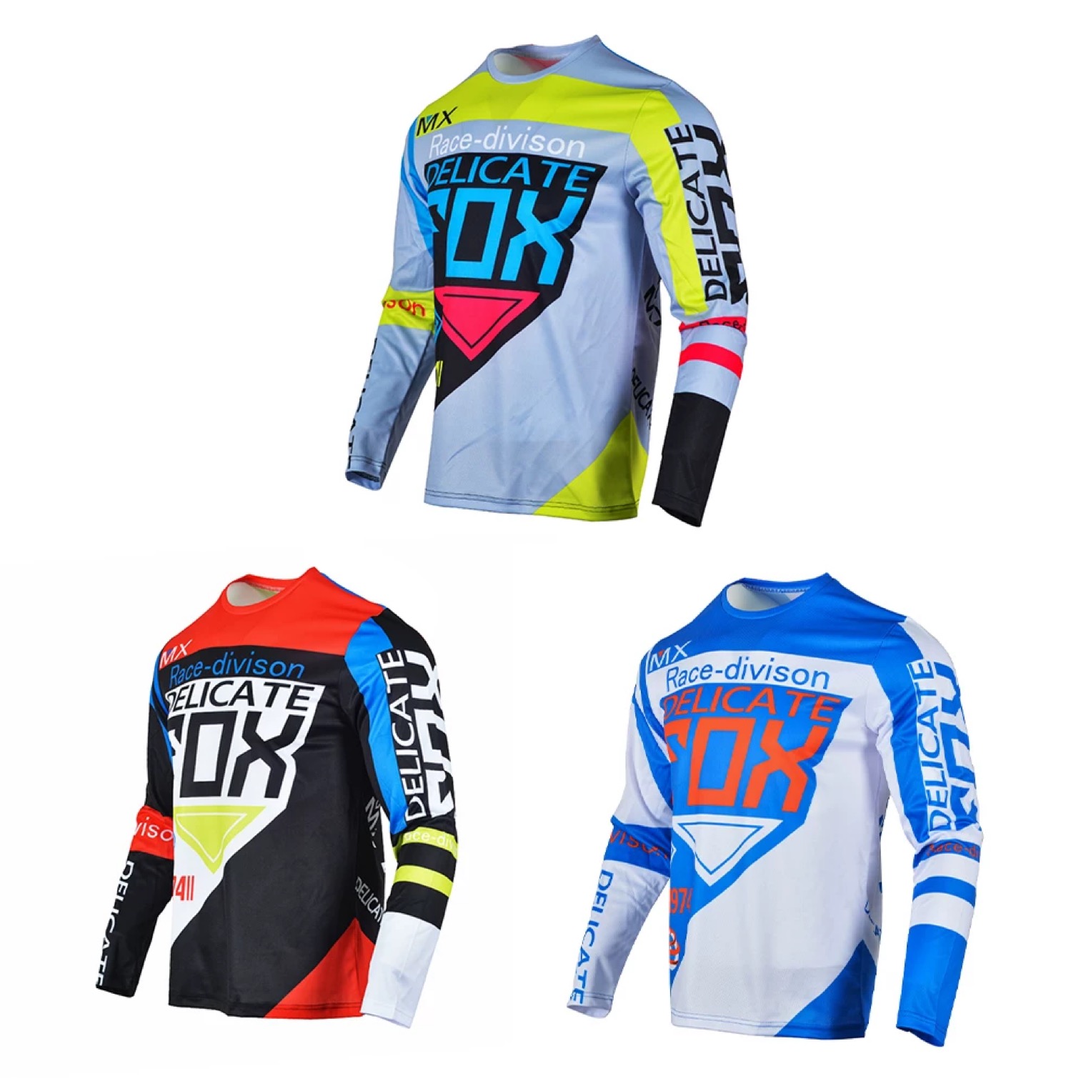 DELICATEFOX motorcycle long-sleeved off-road shirt casual racing riding downhill clothing outdoor breathable quick-drying men