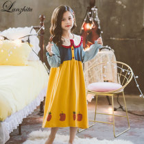 Girls' spring and autumn nightdress pure cotton children's long-sleeved long-sleeved loose pajamas Autumn and winter cute girl baby girl home clothes