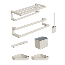 九牧卫生间浴巾架免打孔奶油风毛巾架浴室置物架厕所挂件套装
