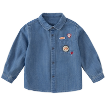 (Same style in the mall) David Bella boys denim shirt 2024 autumn new style childrens baby shirt
