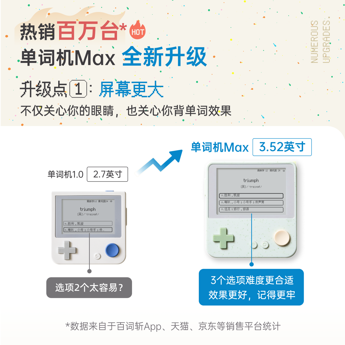 Baicizhan Max Word Memorization Device for Primary, Middle, and High School Students with Large Screen Word Cards 3.52inch Synchronized with Textbooks, a Word Memorization Tool