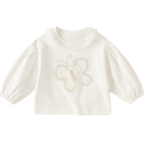 David Bella childrens long-sleeved T-shirt 2024 spring and autumn girls new pure cotton bottoming shirt baby girls top