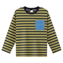 Zuoxi childrens clothing boys T-shirts 2024 new childrens tops autumn medium and large childrens striped street fashion boys autumn clothing