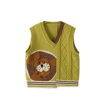 Antistatic] Qi Qi Xiong boys sweater vest childrens sweater baby woolen vest baby autumn vest