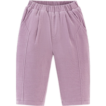 (Same style in the mall) Mini Balabala boys and girls plus velvet winter high-waisted belly-protecting PP pants and trousers