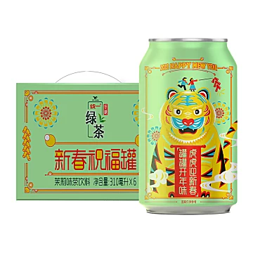 【统一绿茶】低糖CAN310ML6罐虎年限量版