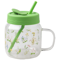 Sheli small fresh high borosilicate glass straw big belly handle mug ins style drinking cup for women with good looks