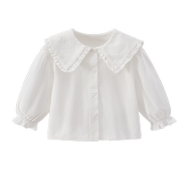Girls white shirt childrens pure cotton bottoming shirt childrens lapel inside fashionable autumn clothes baby autumn tops