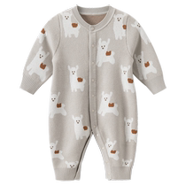 Autumn and winter baby sweater jumpsuit warm baby pure cotton sweater outdoor wear romper fashionable autumn clothing