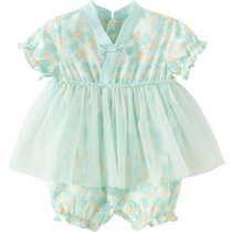 David Bella baby clothes 2024 summer Chinese style jumpsuit mesh skirt baby girl infant Hanfu