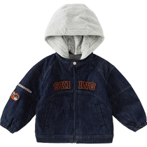 David Bella Childrens Denim Jacket 2024 Boys Autumn Hooded Top Male Baby Jacket New Childrens Clothing