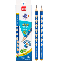 Deli hole pencil thick rod 2b hole pen hb thick large triangle rod positive posture first grade students and children