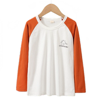 T-shirt à manches longues pour garçons printemps et automne 2024 printemps nouveau style chemise à bascule en pur coton pour enfants moyens et grands pour enfants hauts pour filles