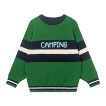 Maradin Childrens Clothing Childrens Sweater 2023 Winter New Style Boys and Big Children Contrast Color Embroidered Soft Round Neck Sweater