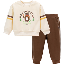 Beibeiyi childrens clothing childrens sweatshirt set two pieces spring and autumn 2024 new style boys casual trousers western style autumn clothing