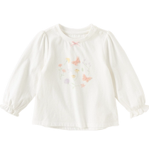 David Bella childrens long-sleeved T-shirt 2024 autumn new style girls pure cotton casual style white inner top