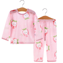 Child Hand Child Hearts Children Underwear Suit Summer Baby Air Conditioning Suit 1 Set Girl Thin Long Sleeve Pure Cotton Home Clothing