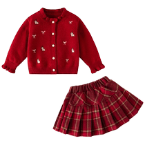 Banxidi girls suit autumn 2024 new style childrens princess dress baby girls one-year-old dress spring and autumn