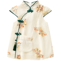 Ban Xidi girls cheongsam dress summer Chinese style Hanfu one-year-old baby dress western style childrens princess skirt