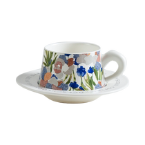 Sheli iris ceramic coffee cup and saucer set household drinking cup high-looking girls high-end breakfast cup