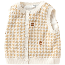 巴拉巴拉宝宝马甲冬装婴儿羊毛背心外穿女童千格鸟文艺时尚甜美萌