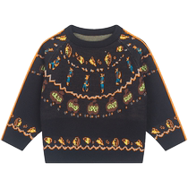 Childrens clothing childrens fashionable casual warm and comfortable winter clothing new retro fashionable contrasting color round neck comfortable sweater