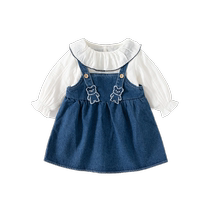 Banxidi Girls Dress Autumn 2024 New Style Baby Princess Dress Childrens Denim Suspender Dress Spring and Autumn