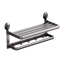 Taili suction cup towel rack bathroom punch-free towel rack bathroom storage rack integrated toilet hook hanging rod