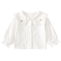 Banxidi Girls Shirts Autumn Clothes 2024 New Fashionable Baby White Tops Spring and Autumn Childrens Shirts Doll Shirts