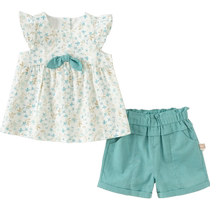 (Same style in the mall) David Bella Girls Shorts Set 2024 Summer New Floral Short Sleeve Two-piece Set