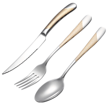 onlycook exquisite 304 stainless steel steak knife and fork set food-grade knife fork and spoon three-piece Western tableware set