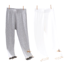 Mianqi Xiong Childrens Leggings 2024 Summer Thin Nine-Point Pants Korean Style Versatile Outerwear Pants for Middle and Large Children
