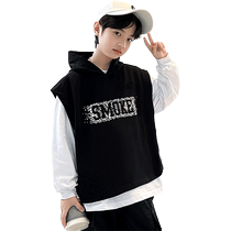 kmi boy spring and autumn clothing clothing two sets 2024 new CUHK child spring boy with cap long sleeve blouses