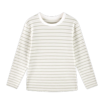 euv childrens pure cotton bottoming shirt striped long-sleeved T-shirt for boys and girls spring autumn and winter medium and large childrens autumn clothes