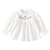 Banxidi Girls Shirts Autumn Clothes 2024 New Fashionable Baby White Tops Childrens Princess Clothes Spring and Autumn Style