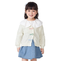 Balabala childrens clothing girls knitted sweaters autumn cardigans childrens sweaters sweet and fashionable childrens V-neck tops trendy