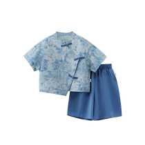 National Style New Chinese Style] Qi Qi Xiong Boys Hanfu Suit Summer Clothes Children Summer Tang Suit Two-piece Festive Thin Set