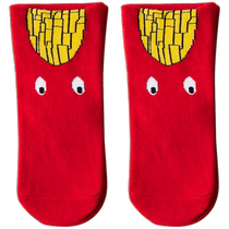 Caramella childrens comfortable cotton breathable sweat-absorbent mid-calf socks for boys and large children cartoon burger childrens socks