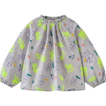 (pure cotton sweet girls shirt) Mini Barabara childrens spring and autumn foreign air printed baby long sleeve blouse
