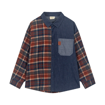 Childrens clothing for boys and girls 2024 new winter clothing warm handsome and comfortable long-sleeved denim shirt