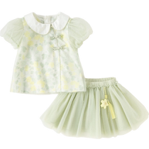 David Bella childrens skirt suit summer new style girls Chinese cool antibacterial Hanfu two-piece set